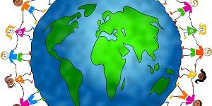 Clipart Illustration of Diverse Children Holding Hands And Stand